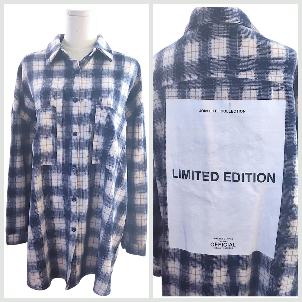 Fashio Nova Oversized Upcycled Flannel Size Large